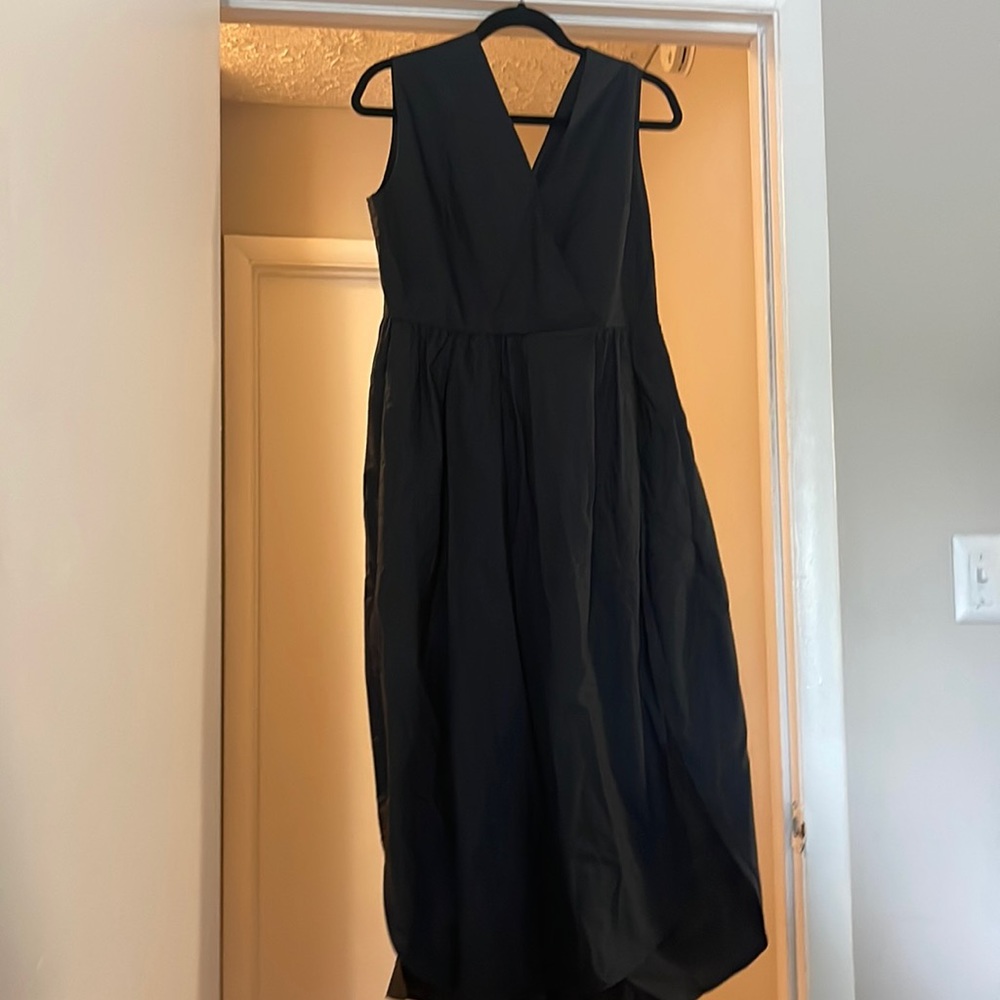 COS Black Sleeveless V-Neck Midi Dress